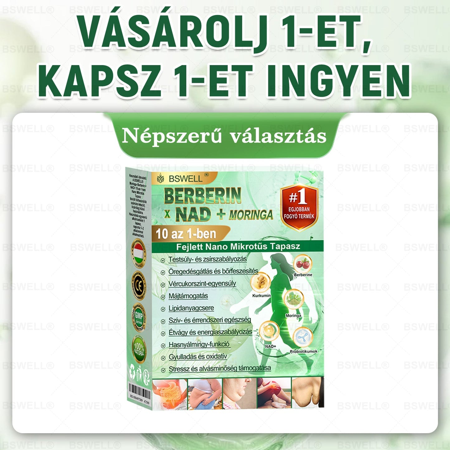 BSWELL® Nano mikrotűs karcsúsító tapasz (Csak naponta egyszer, látható változások 28 nap alatt) ✅ Elhízás, szív- és érrendszeri egészség, cukorbetegség, alvási apnoé, bélflóra, ízületi problémák és egyéb tünetek esetén